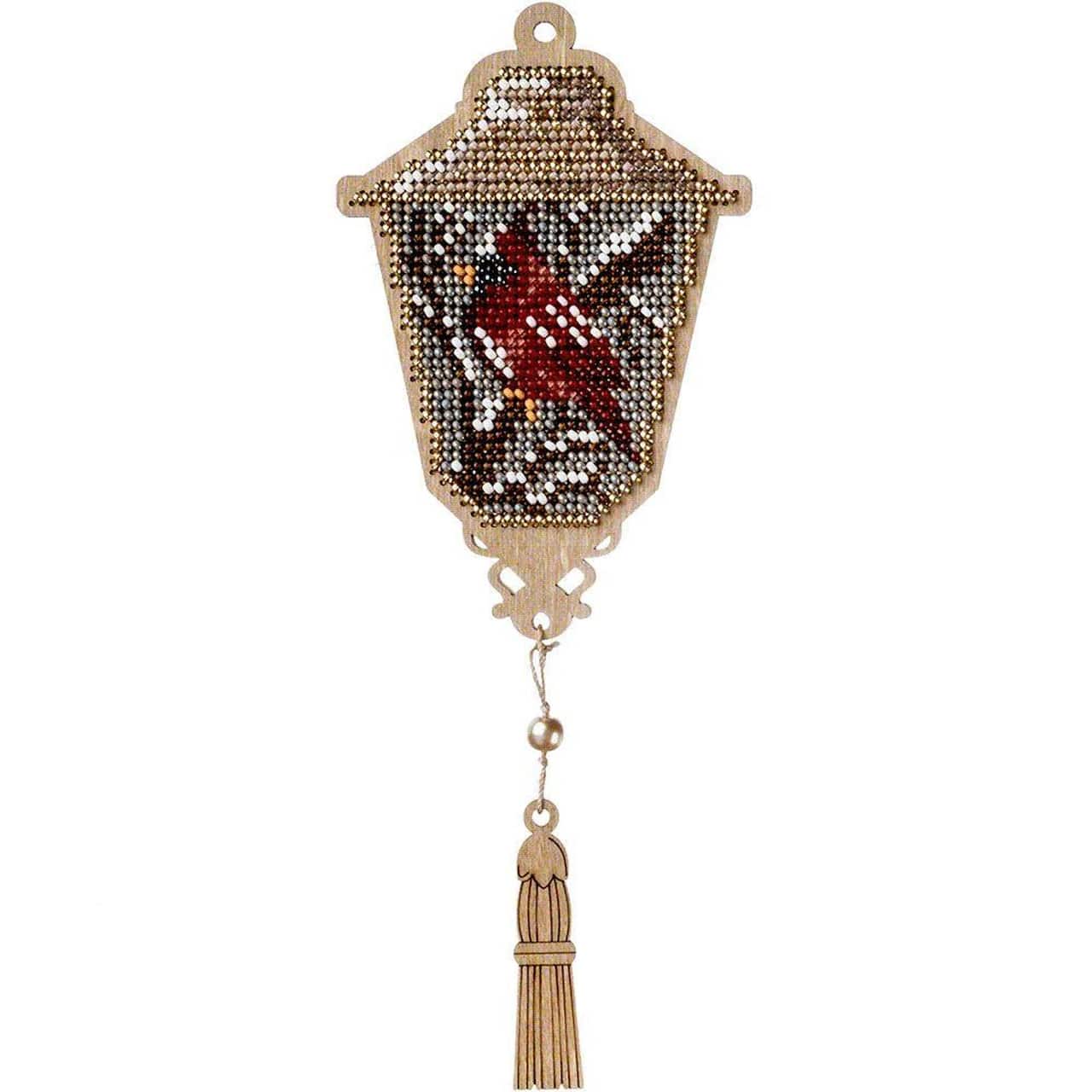 Wonderland Crafts Cardinal Lamp Bead Embroidery on Wood Kit